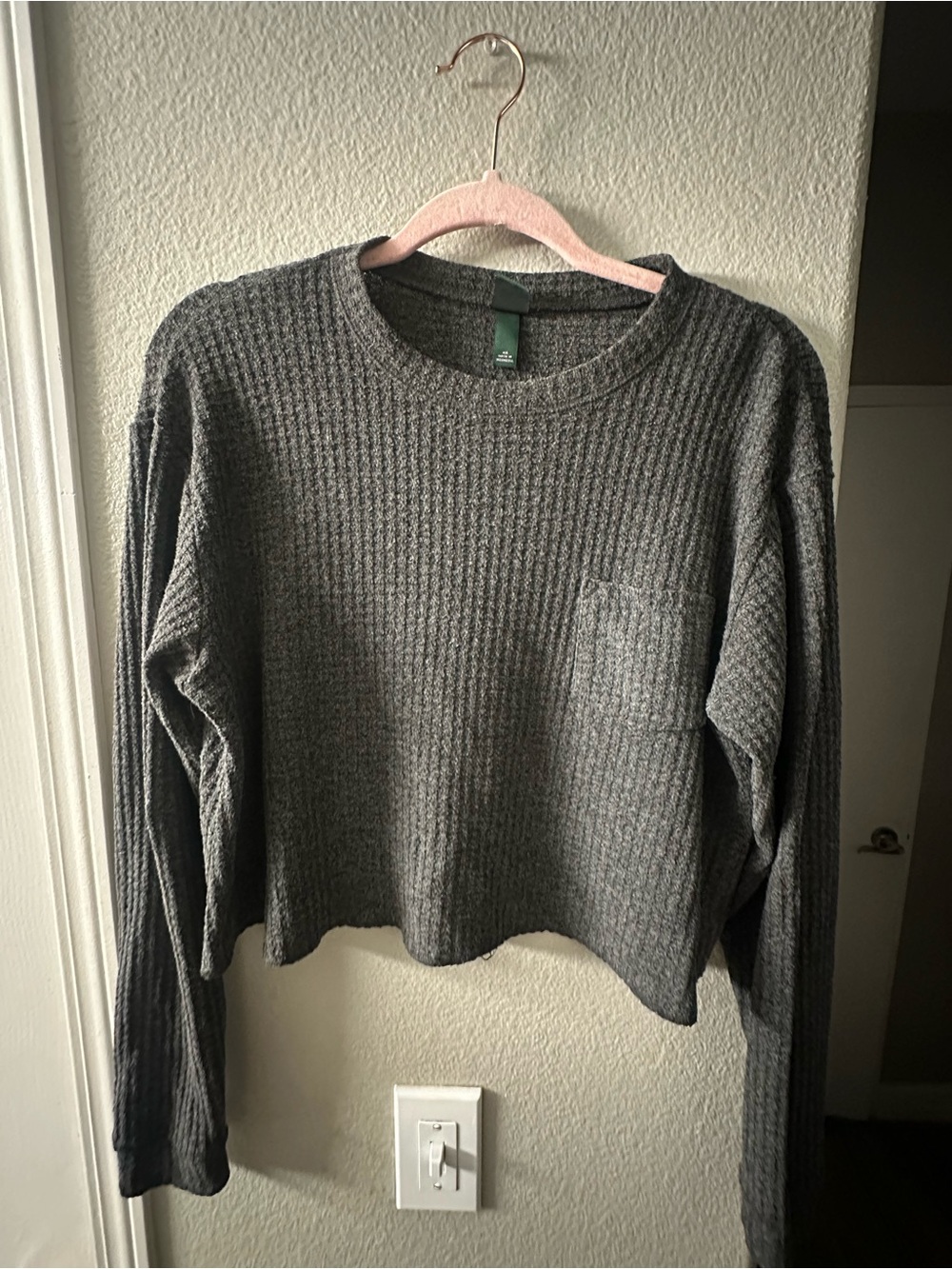 wild fable Gray Waffle-Knit Long Sleeve Top